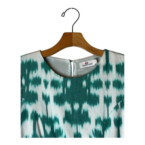 Vineyard Vines Dress Women 00 Green White Ikat Fit And Flare Mini Preppy Boho - Picture 4 of 10